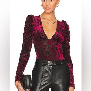 NWOT Free People Burgundy Floral Bodysuit